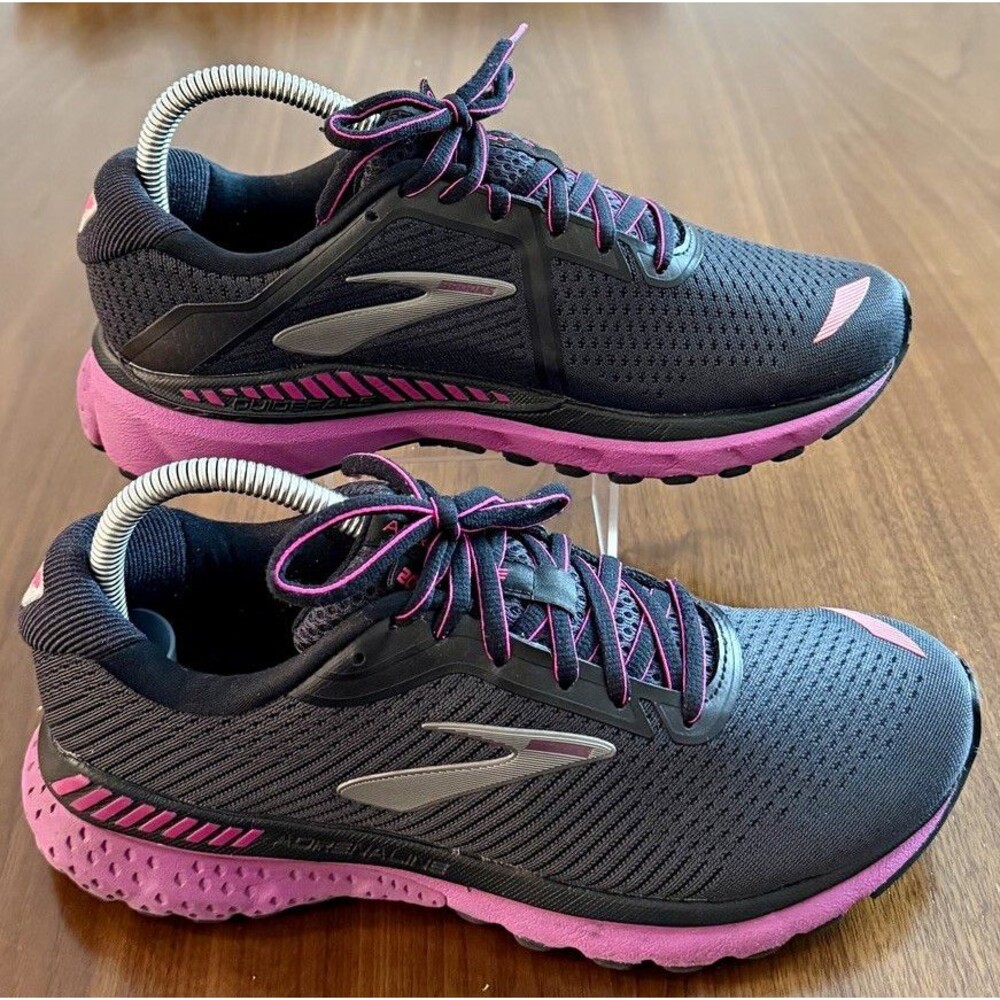 Brooks Adrenaline GTS 20 Women’s Low Top Lace Up Mesh Shoes Black Pink 8.5
